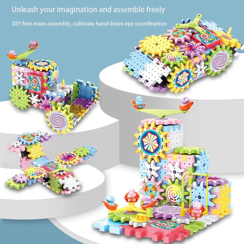 83Pcs DIY Electric Gear Spinning Building Blocks