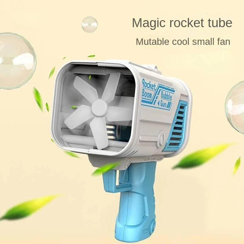 "Automatic Bubble Machine Gun with 36 Nozzles and 2-Cap Design, Produces Colorful Bubbles for Kids"