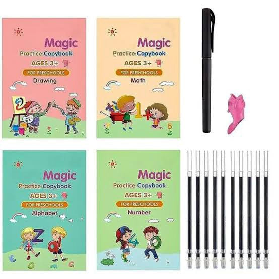 Sank Magic Practice Copybook (4 Books – 1 Pen – 5 Refills – 1 Pen Holder)