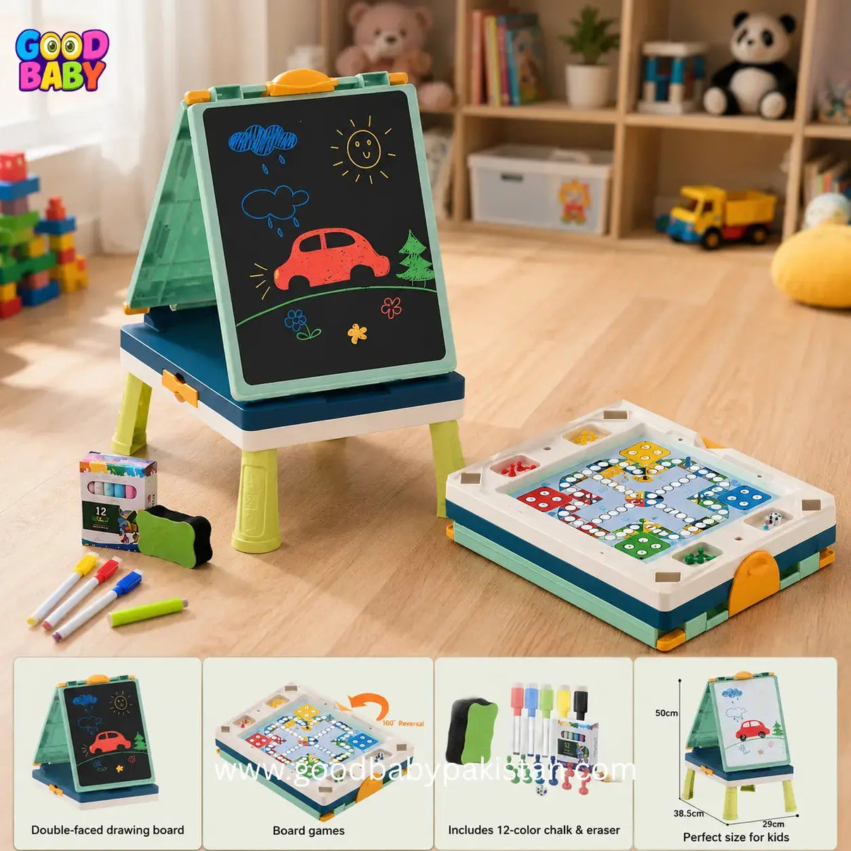2-in-1 kids drawing board easel in Pakistan