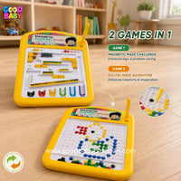 2-in-1 magnetic drawing board and maze game for kids