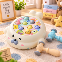 Musical whack-a-mole game for toddlers with hammer and sounds