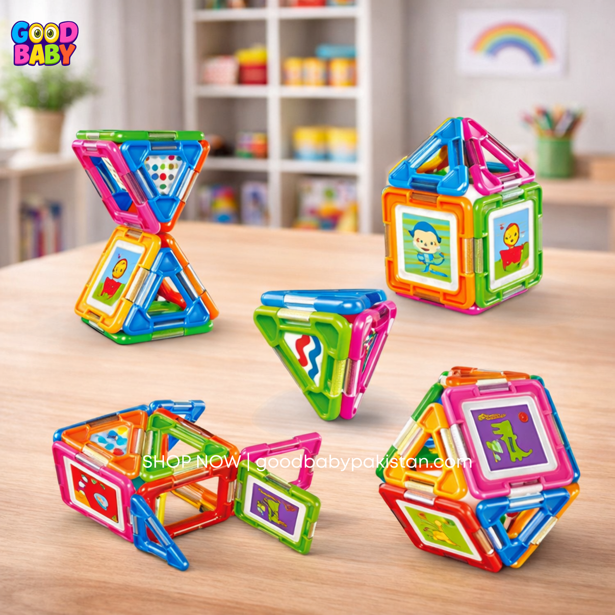 58 pcs magnetic building tiles toy
