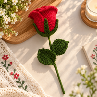 Handmade crochet red rose forever flower gift