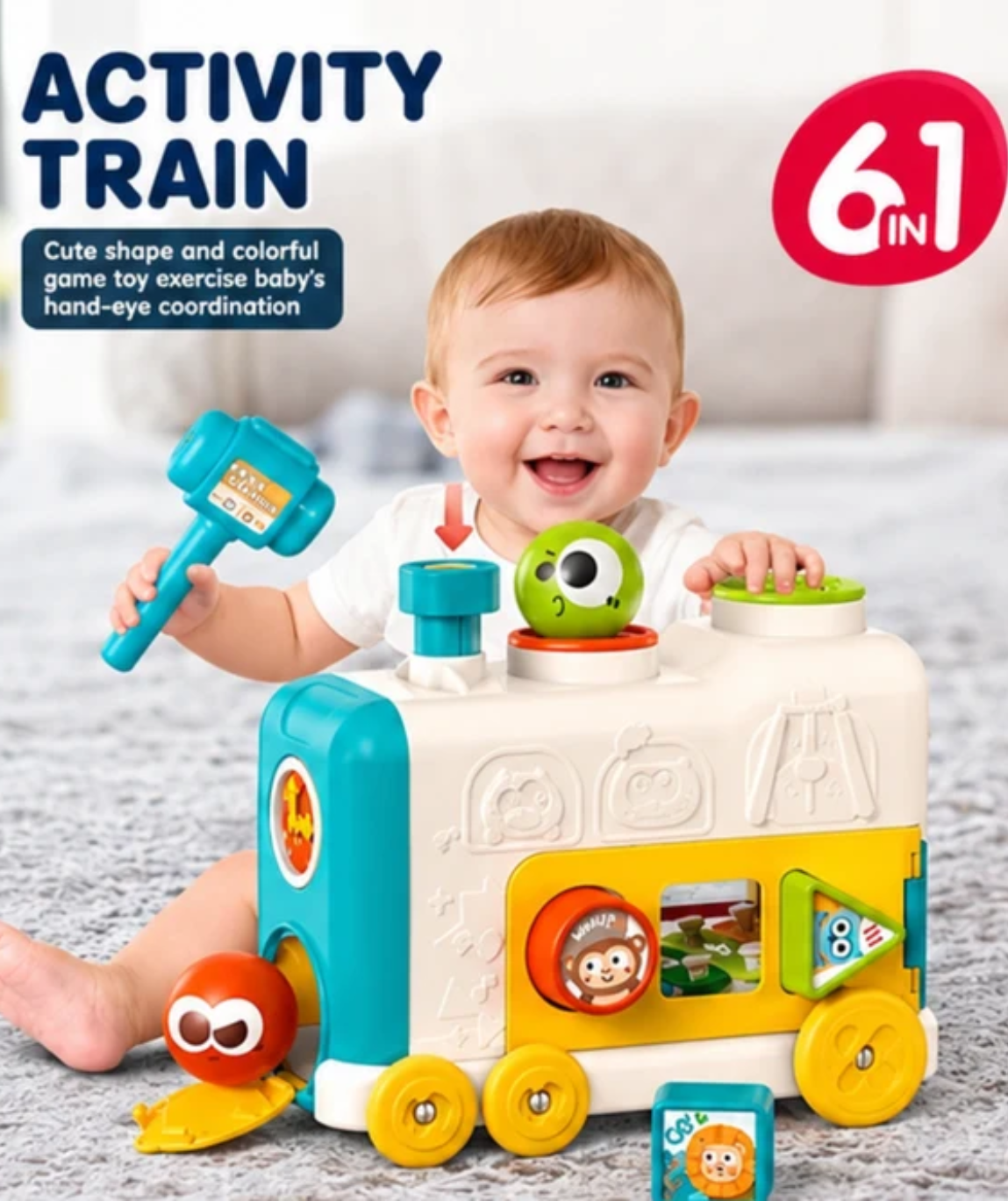 6-in-1 activity train toy for toddlers in Pakistan