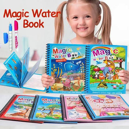 Bundle Of Magic Water Coloring Book & Sank Magic Practice Copybook (4 Books – 1 Pen – 5 Refills – 1 Pen Holder)