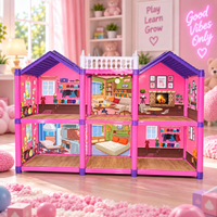 Dual Story Dream Doll House with Furniture - DIY dollhouse playset for kids