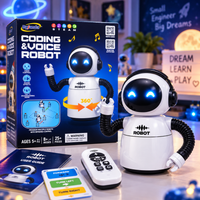 Remote control coding and voice robot toy for kids with LED eyes
