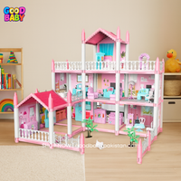 Beautiful Home multi‑story pink dollhouse playset with furniture — GoodBabyPakistan