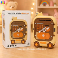 Dinosaur-shaped money saving box with packaging and 'Good Baby' branding.