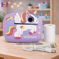 Cute Unicorn Shape Instant Print Kids Camera - Purple