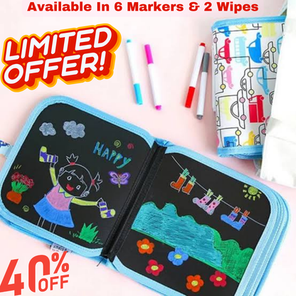 Reusable Doodle Magic Book for Kids with 6 Markers & 2 Wipes (Imported)