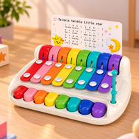 2 in 1 piano xylophone musical toy for kids with colourful keys and mallets