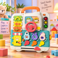 Multifunctional busy board with light and sound for toddlers