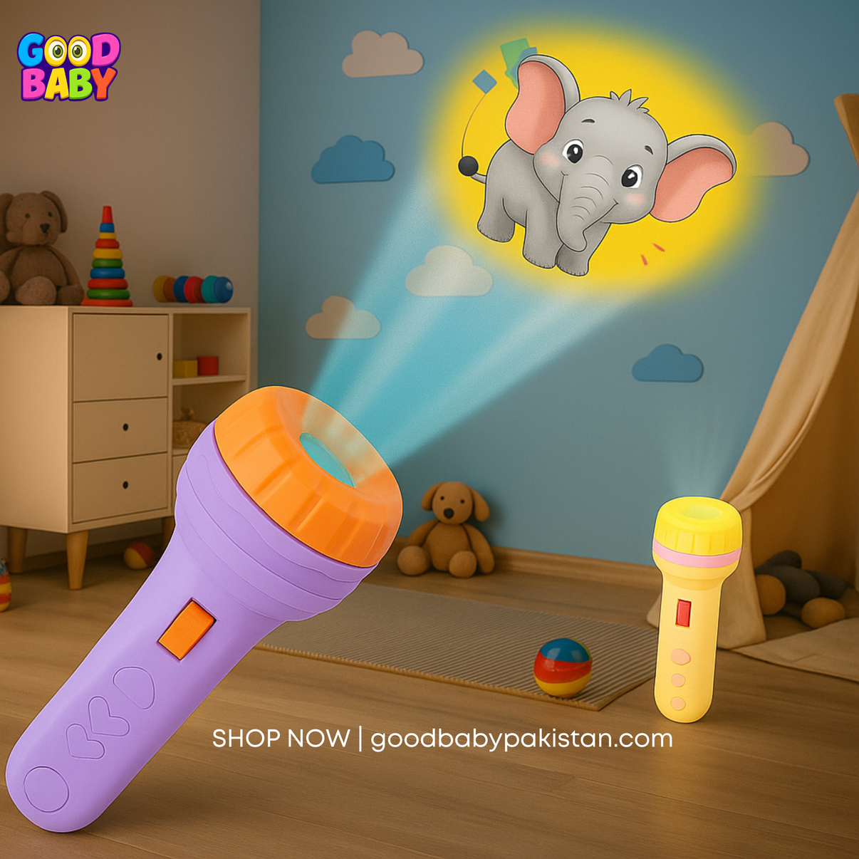 Cartoon Projector Torch for kids with 24 projection images – GoodBabyPakistan