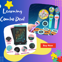 Cartoon projector torch with 24 projection images and LCD writing tablet for kids – GoodBabyPakistan