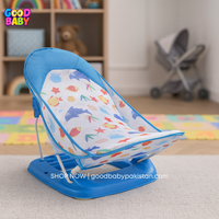 Comfort Baby Bather in blue & white mesh, foldable and adjustable — GoodBabyPakistan