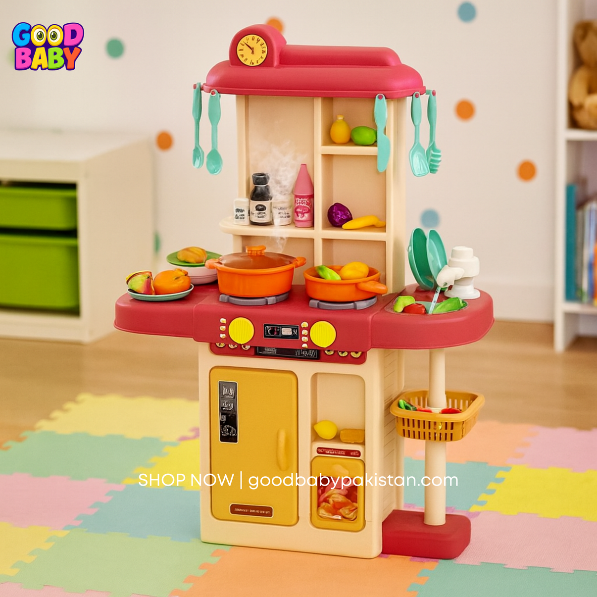 Cooking Time 46 PCS kids kitchen playset with stove and utensils – GoodBabyPakistan