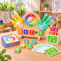 Wooden finger counting math board game for kids ages 3-6