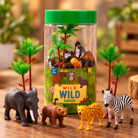 Mini animal figurines playset for kids ages 2-5 with wild and farm animals