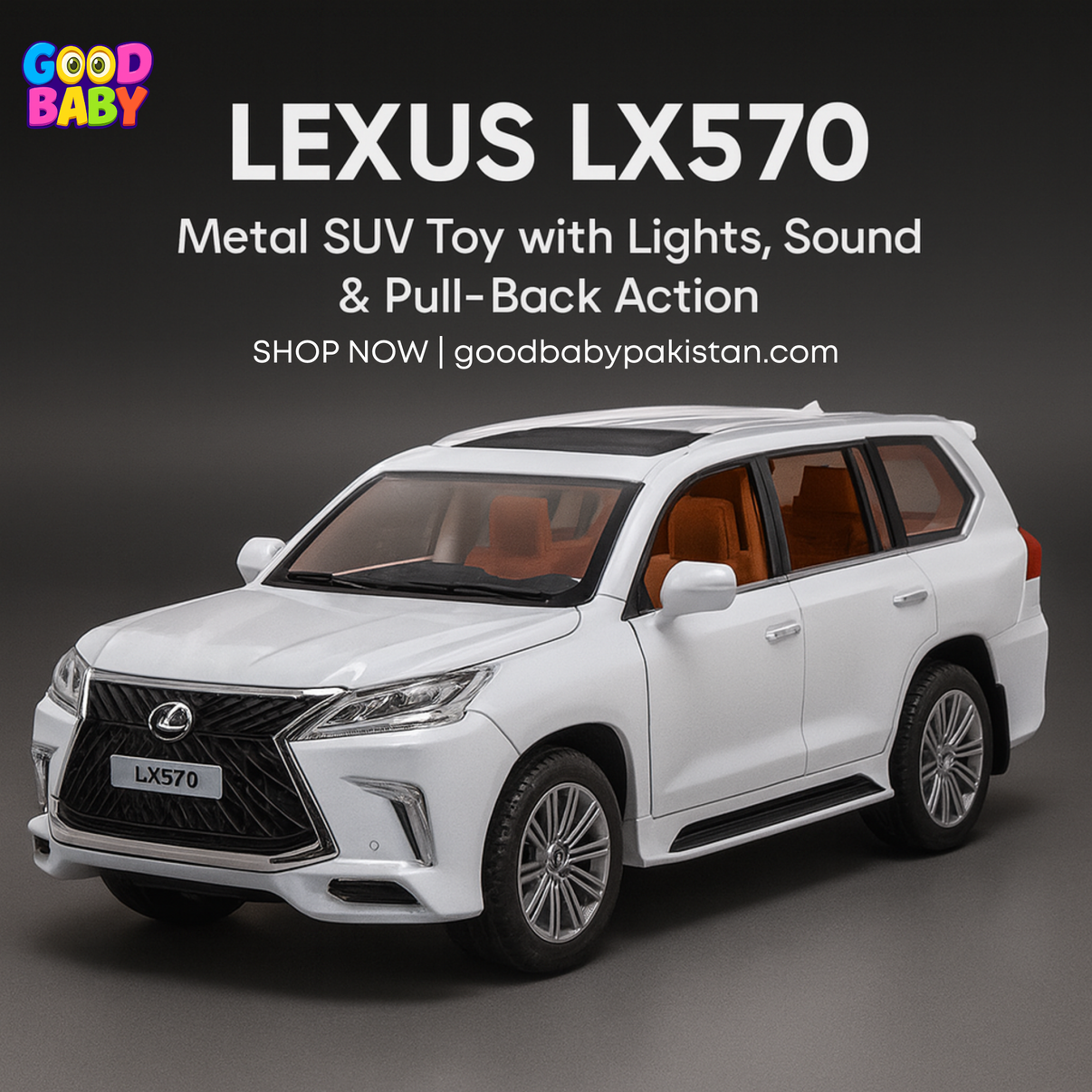 Diecast Lexus LX570 1:24 pullback SUV with lights and sound