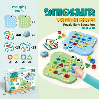 "Dinosaur Shape Matching Puzzle Game for Kids Ages 3+, Educational Shape Sorting Toy with Bell"
