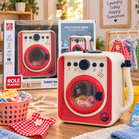 Pretend play mini washing machine toy set for kids with rotating drum