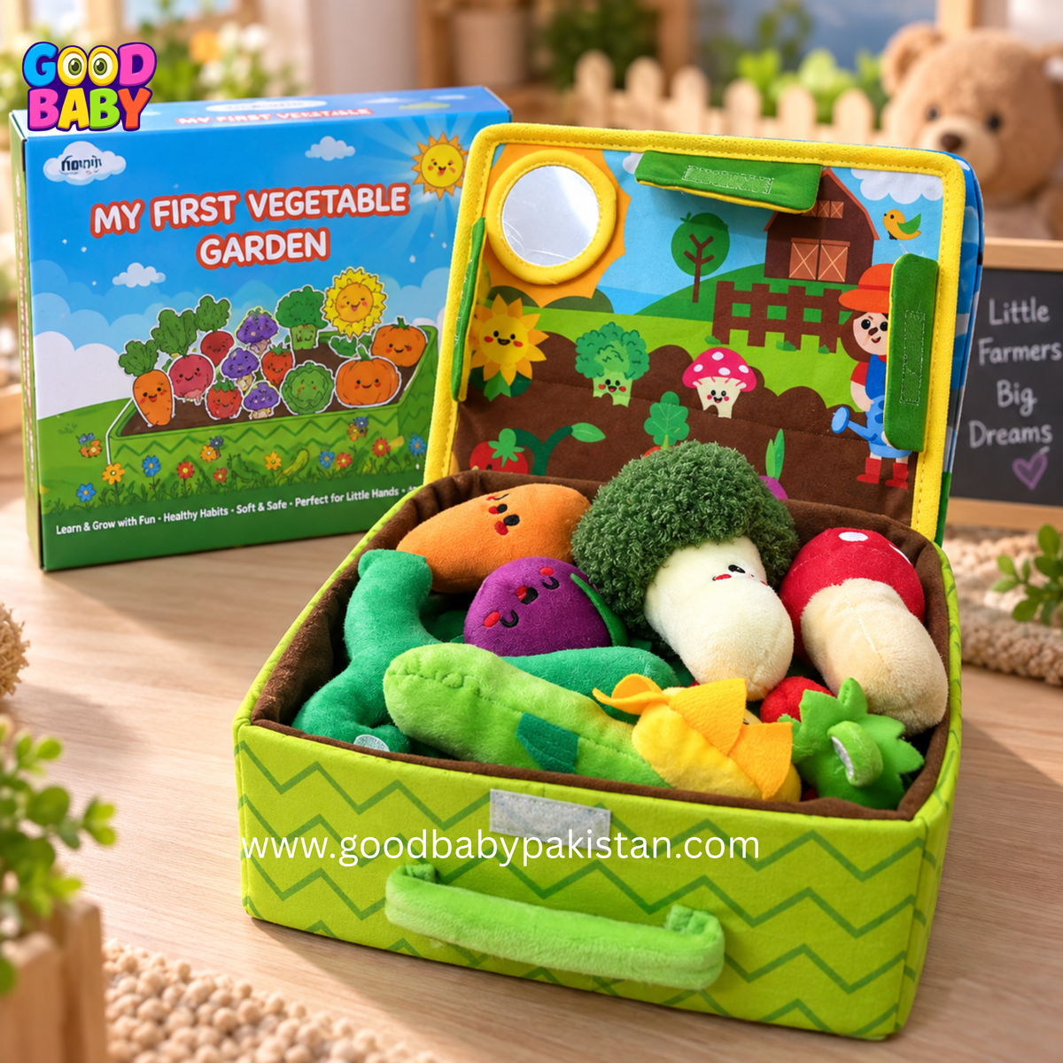 Soft plush vegetable garden playset for toddlers ages 2 and up