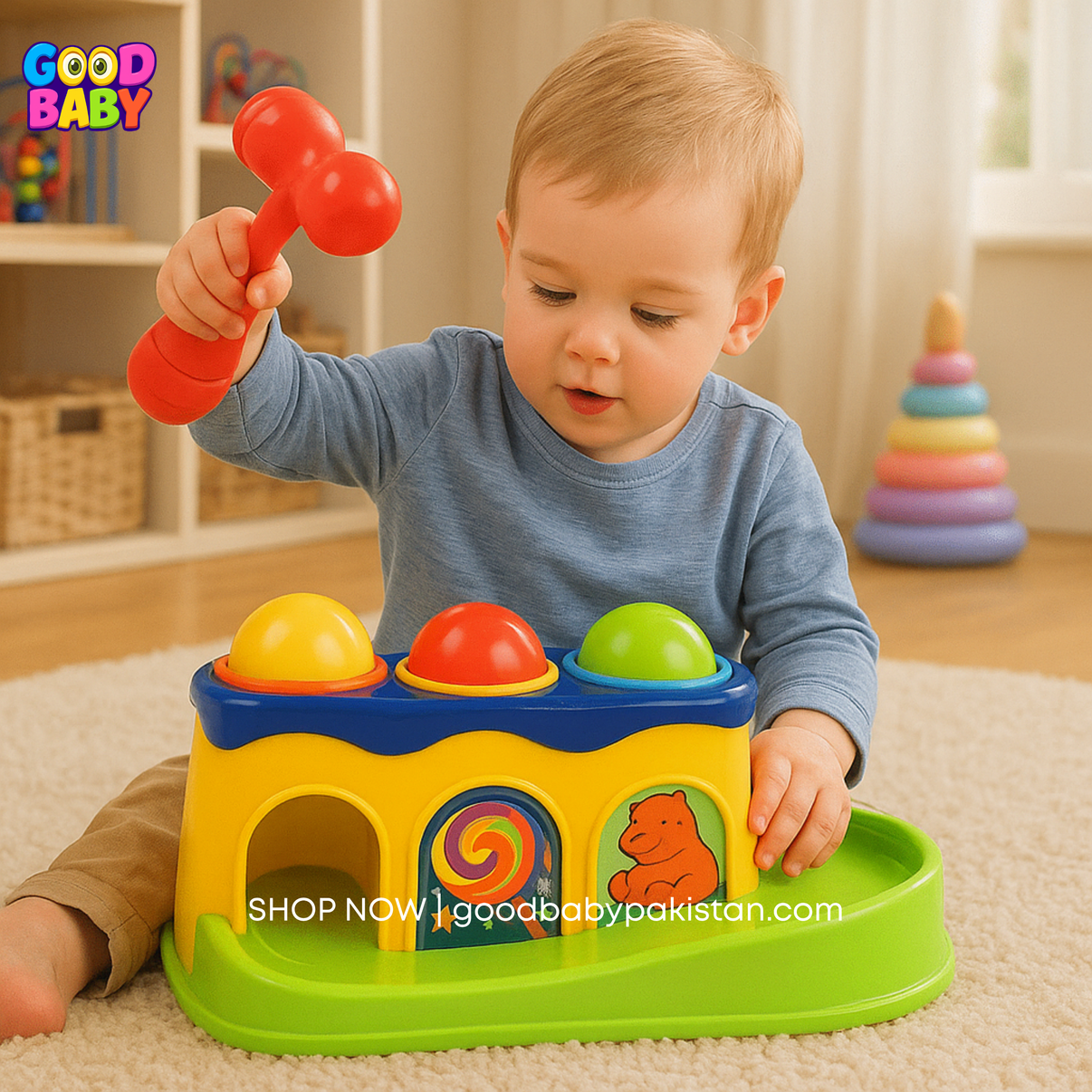 GOODBABYPAKISTAN Huanger Knock Ball Toy with child-safe hammer