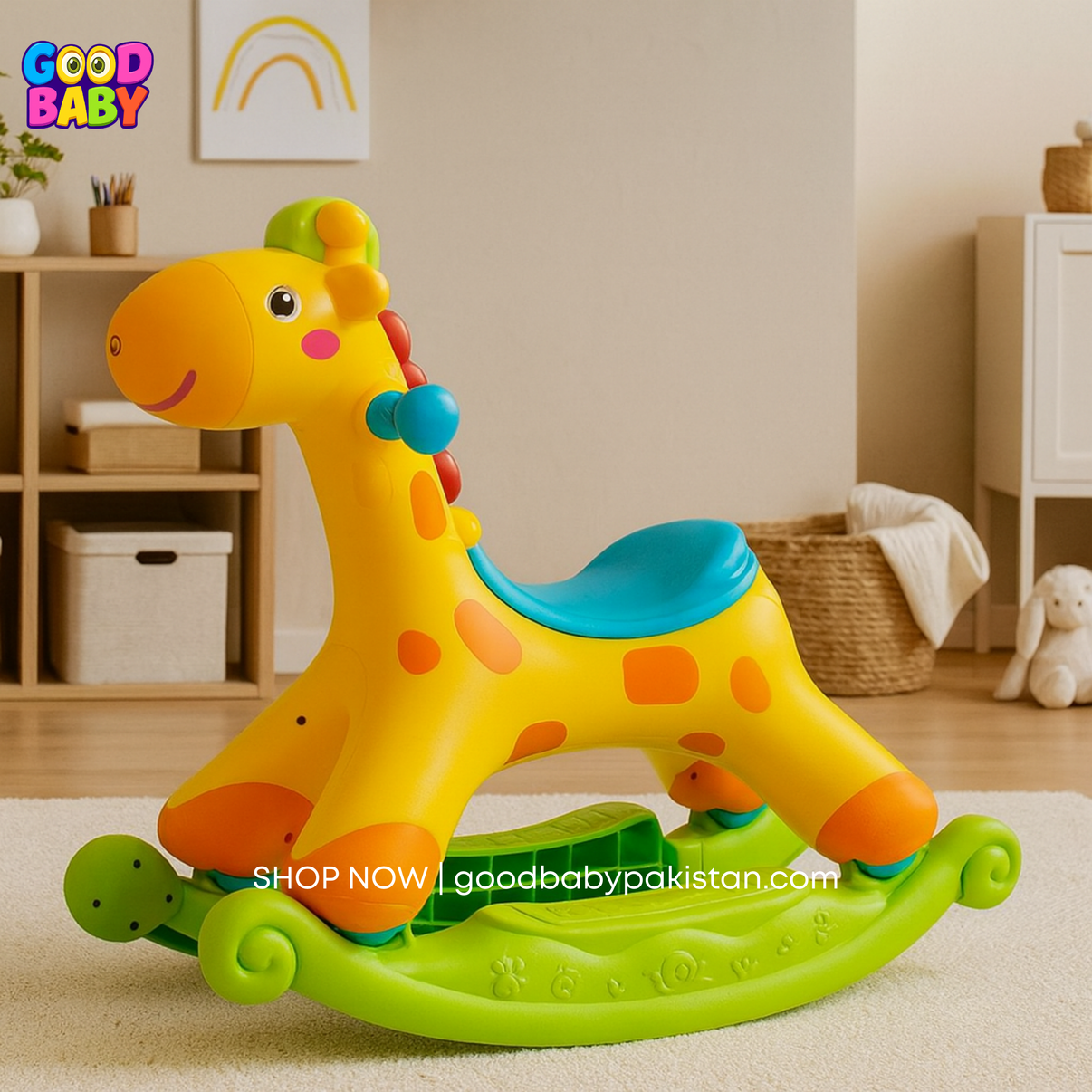 Yellow giraffe rocker for babies and toddlers – GoodBabyPakistan