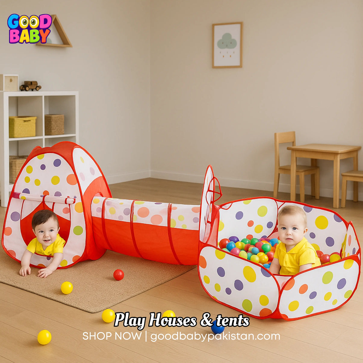 children's tent and tunnel 3-in-1 Kids Play Tent & Tunnel Set – Portable Indoor Outdoor Adventure – GOODBABYPAKISTAN