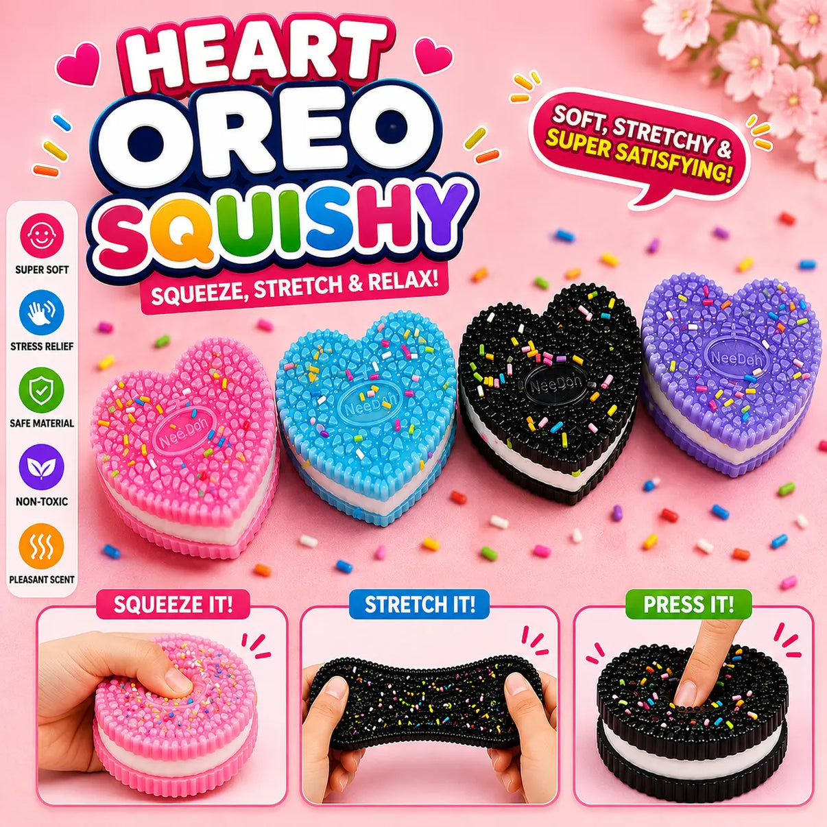 Heart Oreo Squishy Toy Set for kids in Pakistan
