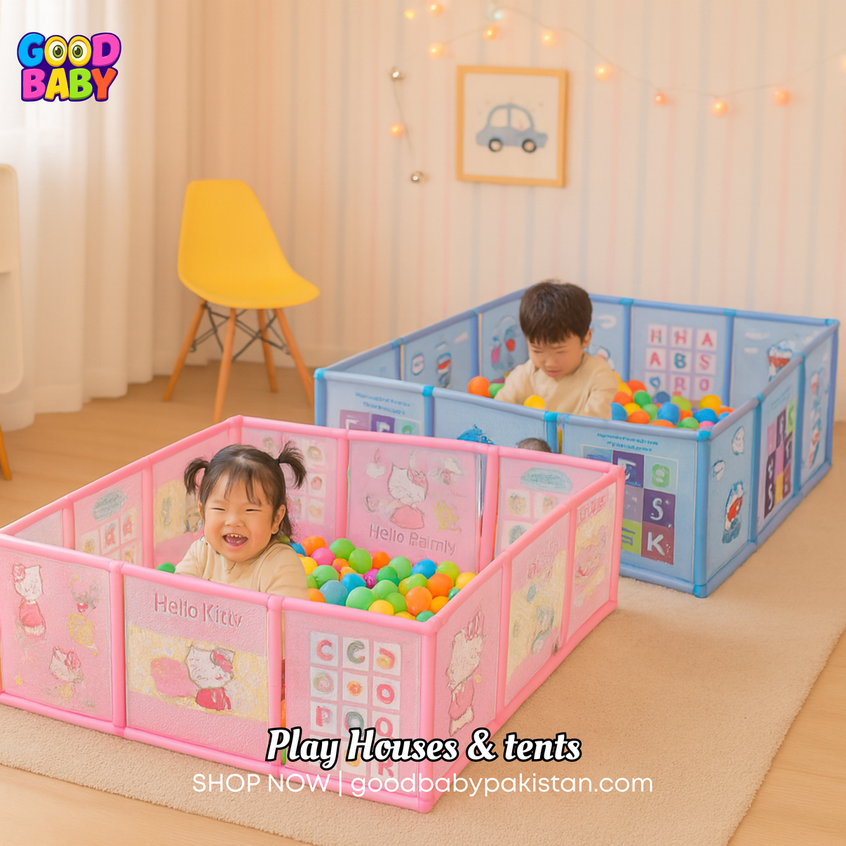 “Hello Kitty and Doraemon kids play tent house by GoodBaby Pakistan”
