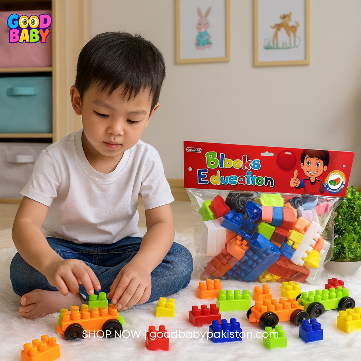 Kids 35+ piece building blocks set in a briefcase