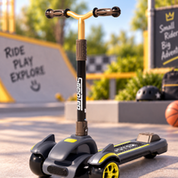 Kids 3 wheel scooter black and yellow with wide deck - price in Pakistan