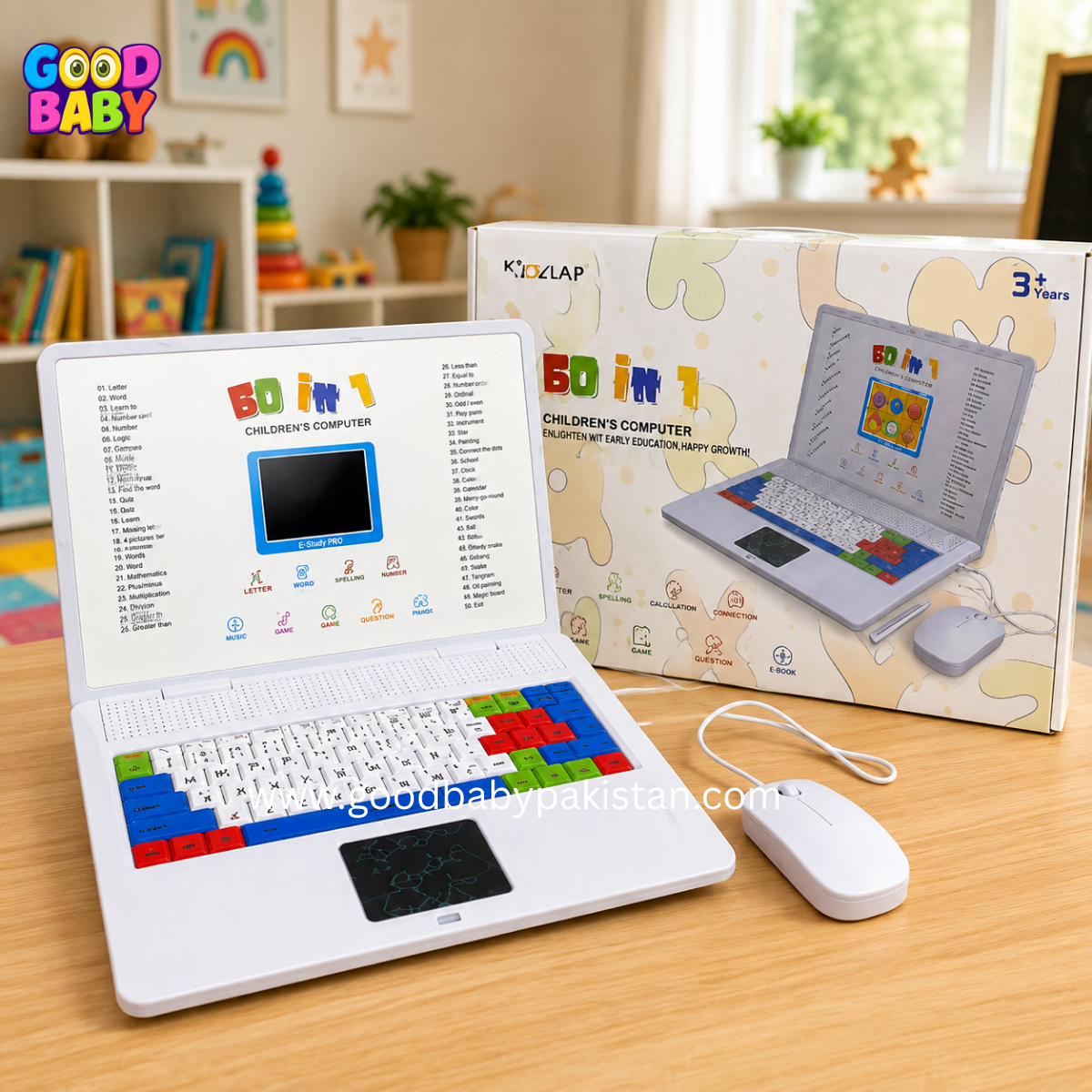 Kids 50-in-1 educational learning laptop toy with mouse