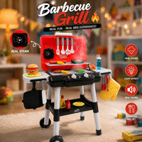 Kids Barbecue Grill Play Set with smoke and lights