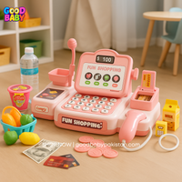 “24-piece kids shopping cart register play set with groceries & cash drawer