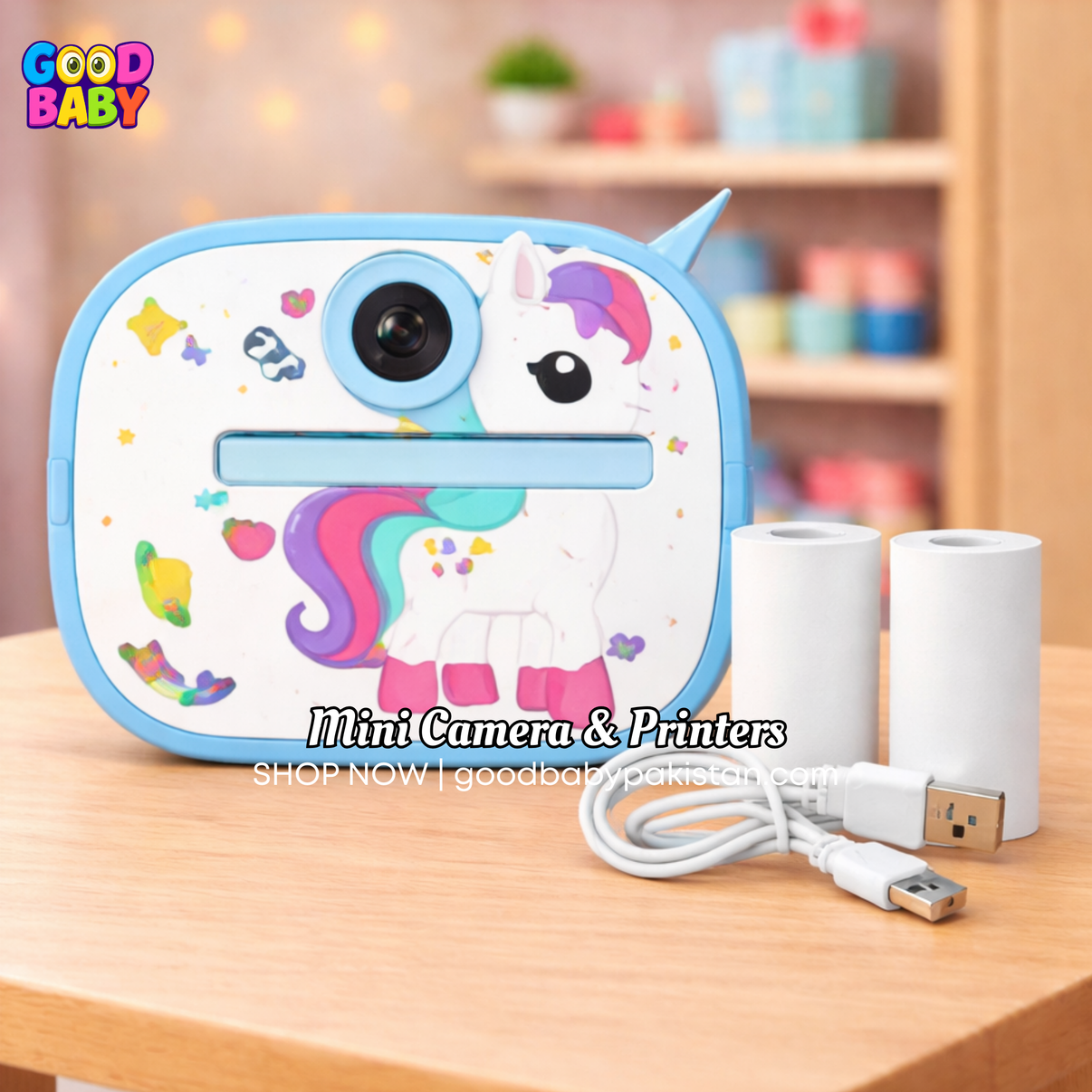 Kids camera with instant photo printing