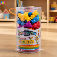 Kids classification puzzle in clear storage tub
