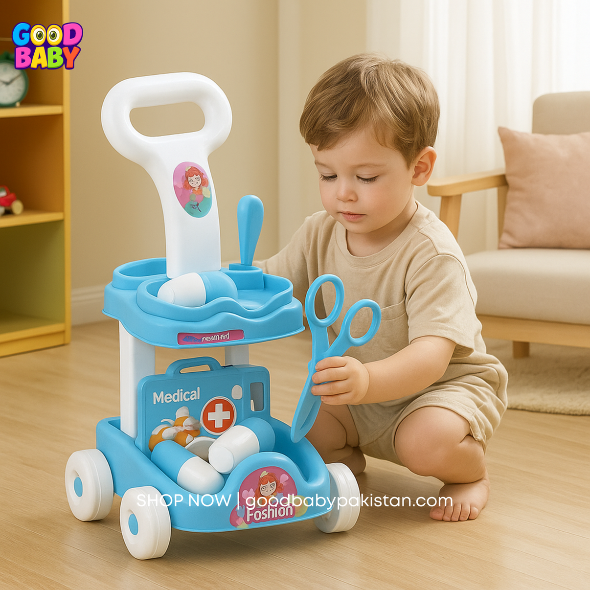 Kids medical trolley set with doctor tools and accessories – GoodBabyPakistan
