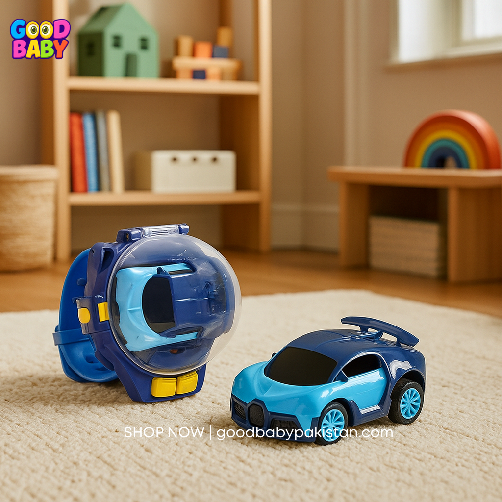 Mini RC Car Electric Wrist Watch for Kids – Rechargeable Racing Toy by GoodBabyPakistan