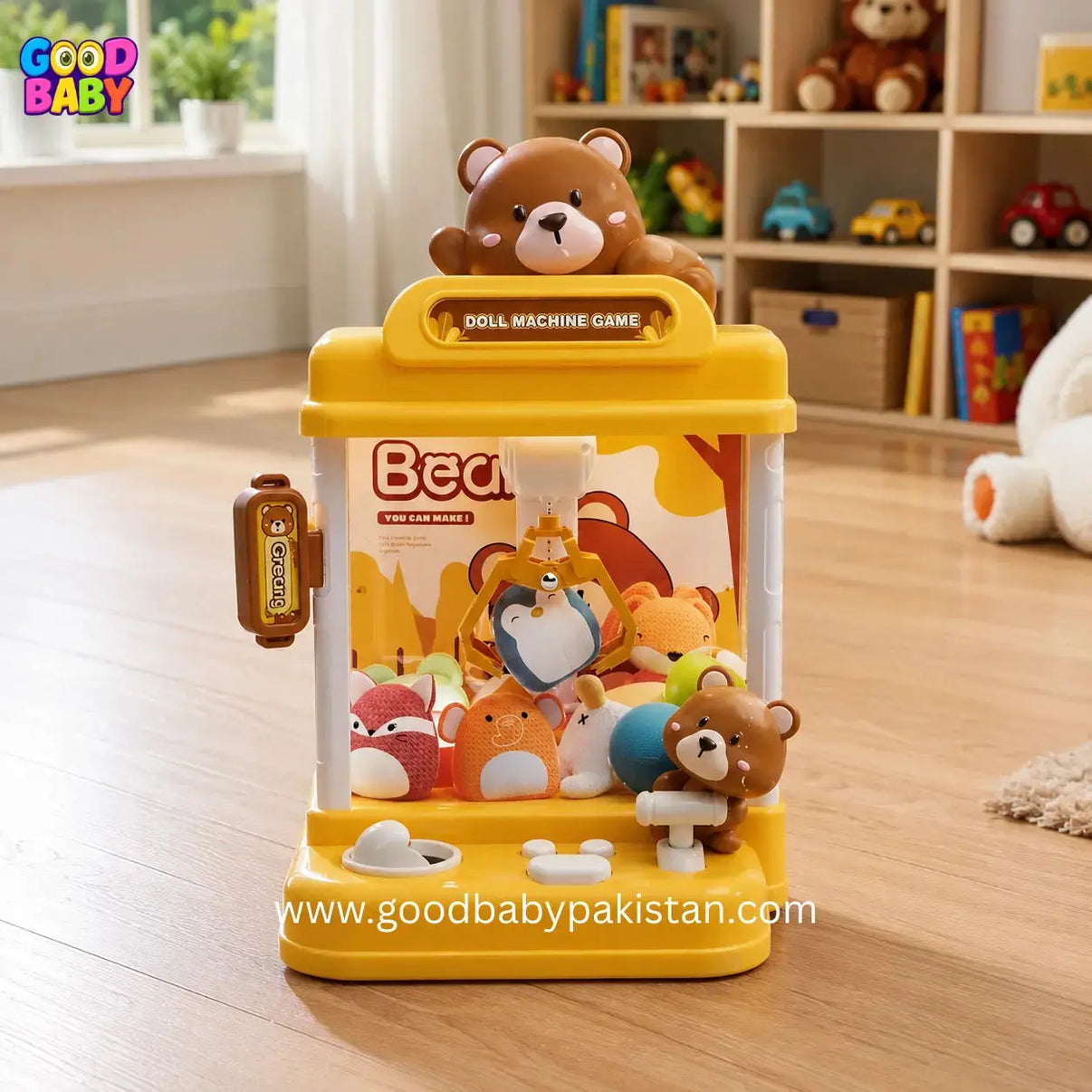 Mini arcade claw machine with plush characters