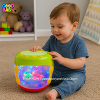 Plastic fish-shaped musical drum toy for kids by Goodbabypakistan