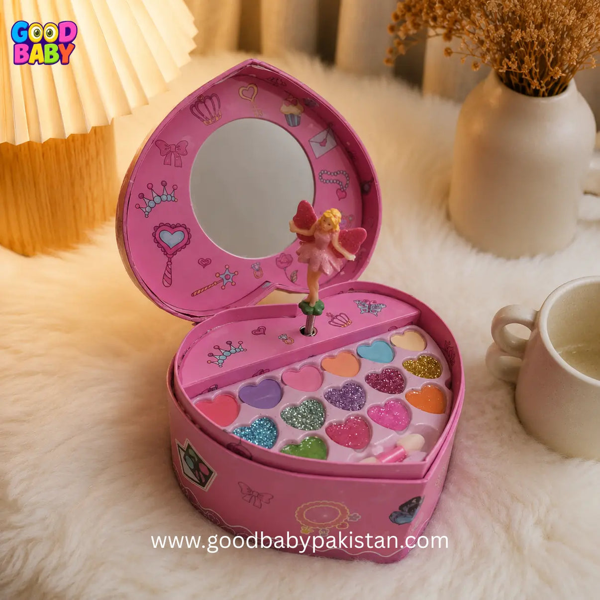 Princess musical makeup kit with rotating doll for girls