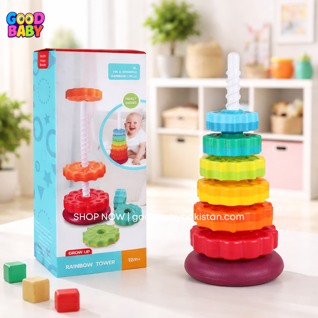 Rainbow tower spinning circle toy GoodBabyPakistan