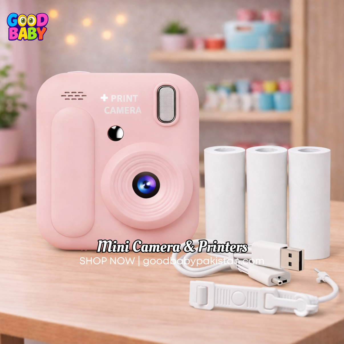 Thermal instant photo camera for kids with grayscale printing – learning toy for kids Pakistan