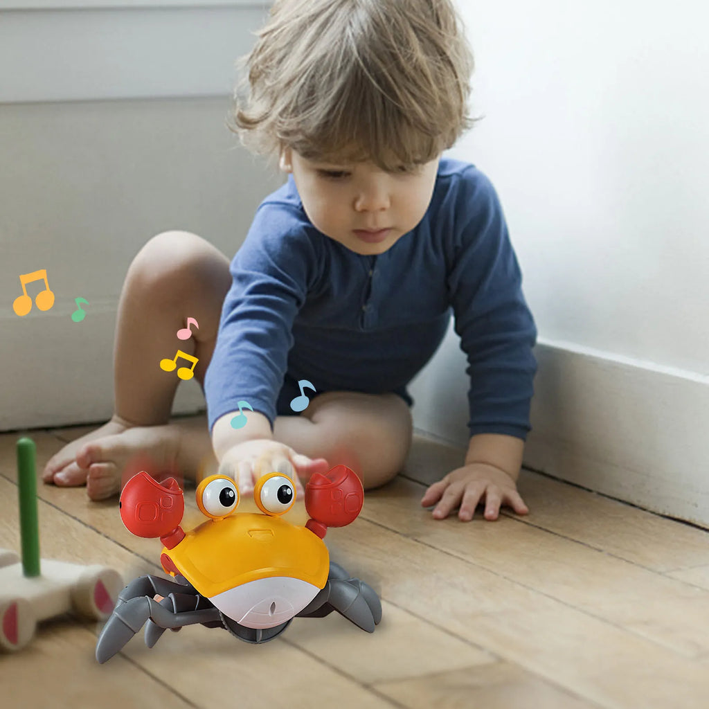 "Close-up of Musical Crawling Crab Toy with Sensors, Music, and Flashing Lights – Ideal Baby Toy for Development in Pakistan"
