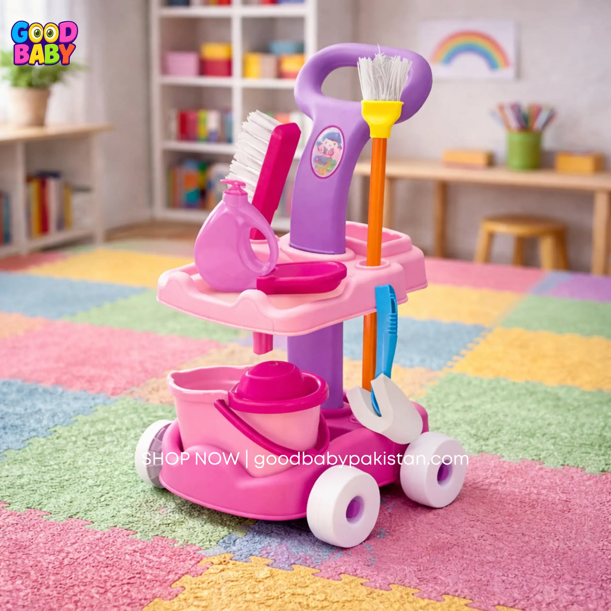 kids cleaning cart play set toy
