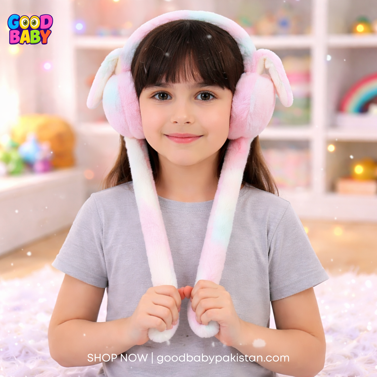 kids plush bunny earmuffs winter ear warmers for children
